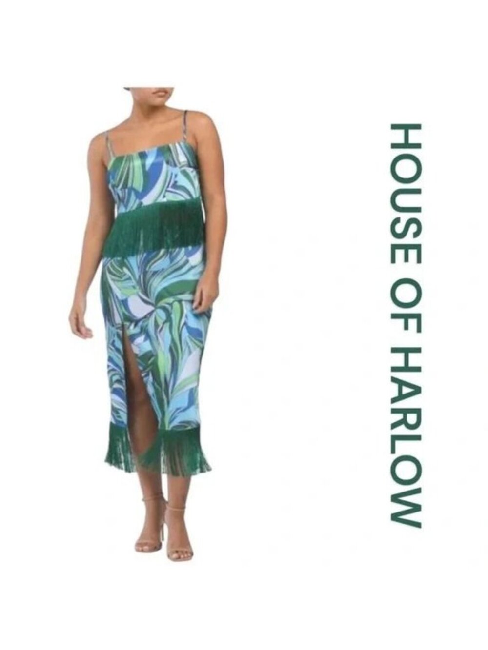 House of Harlow 1960 Tropical Fringe 2-Piece Skirt Set Size Medium New With Tags
